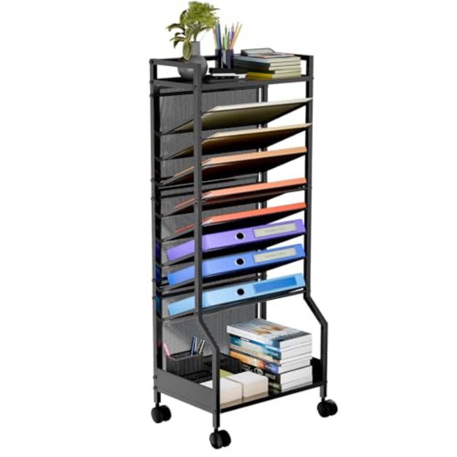 Rolling File Cart - 10 Tier Rolling File Cart Desk