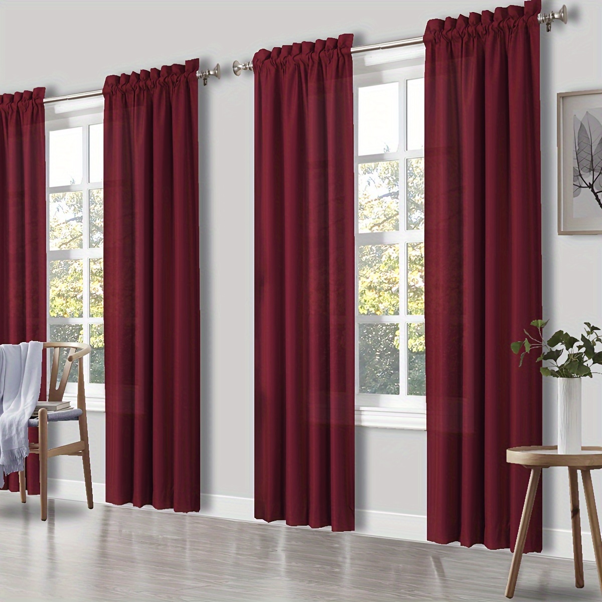 Home Office United Kingdom - us4 Panels Curtains, Solid Color Simple