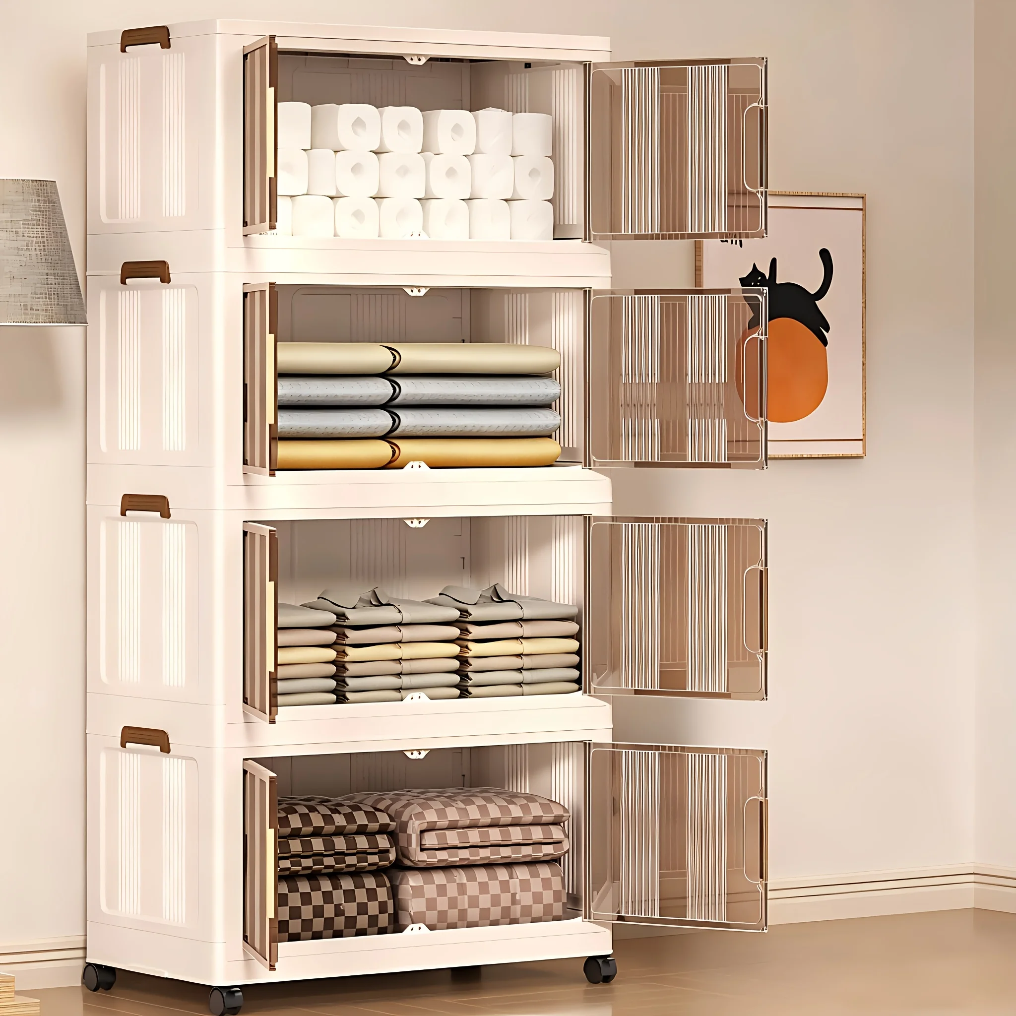 Home Office United Kingdom - Collapsible Plastic Storage Cabinet with Lids,