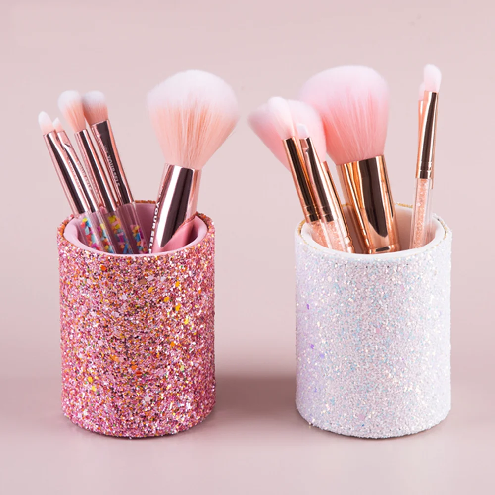 Pen Holder Organizer - Sparkling Makeup Brush Bucket Cosmetic Storage