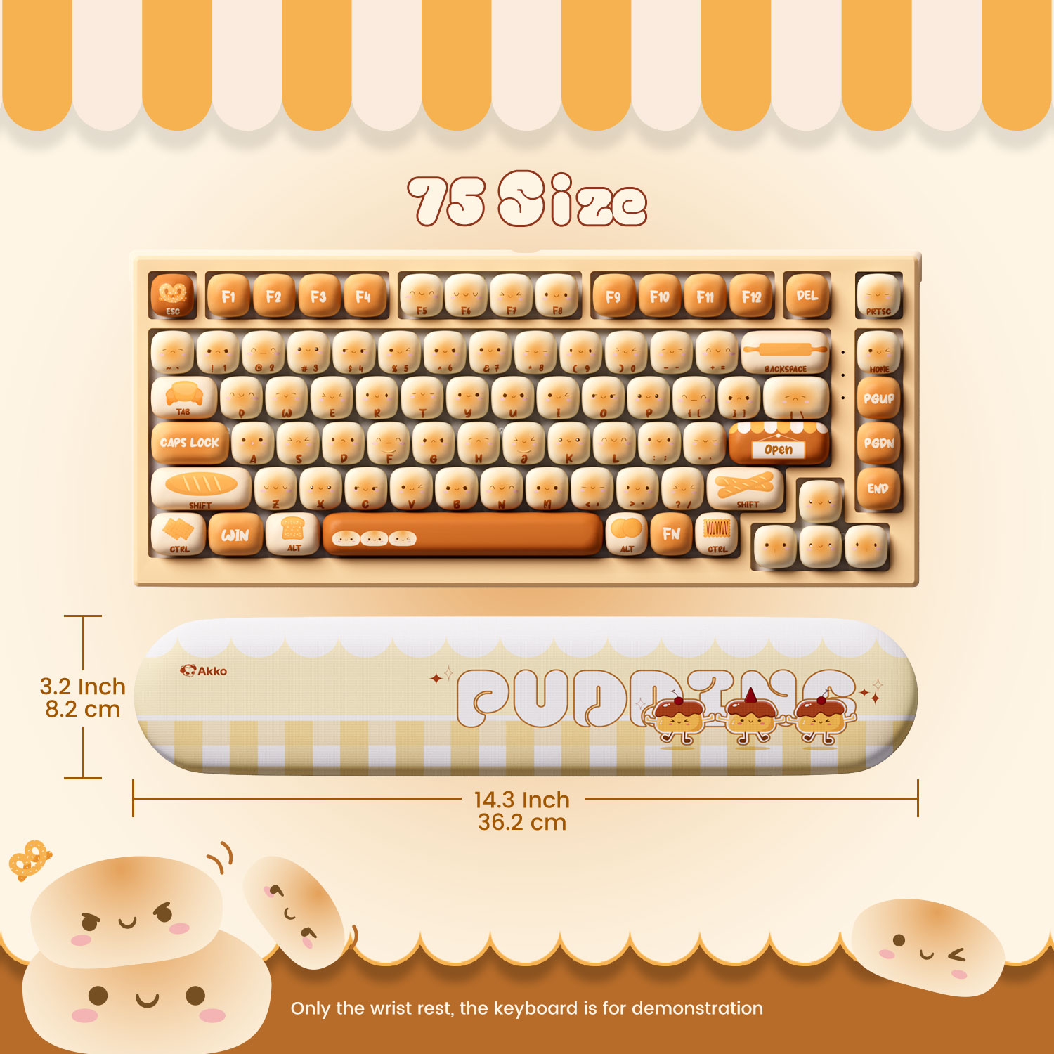 Wrist Rest Pad - Akko Pudding Buns Keyboard Wrist Rest