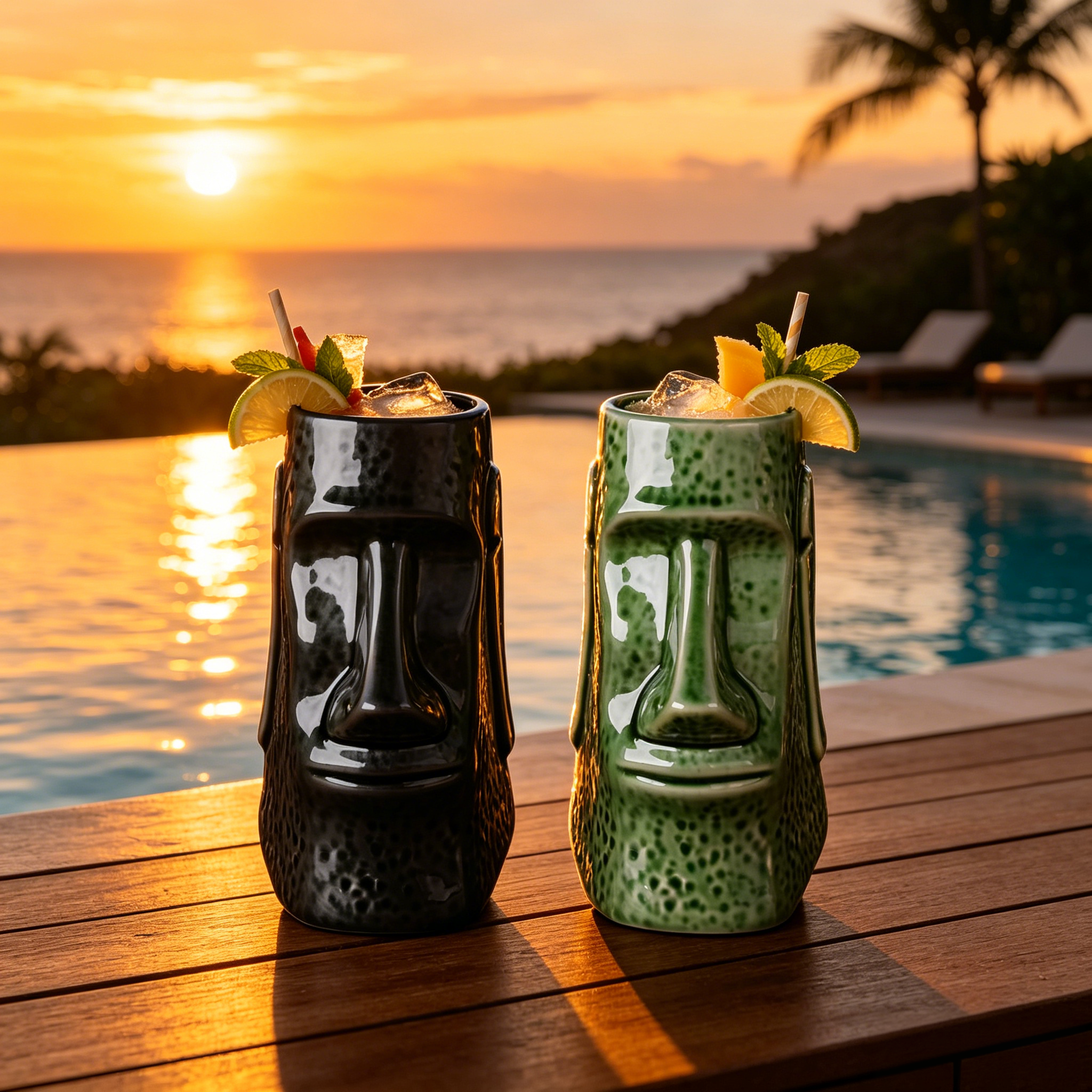 Pen Holder Organizer - Ceramic Moai Tiki Mug - 750ml