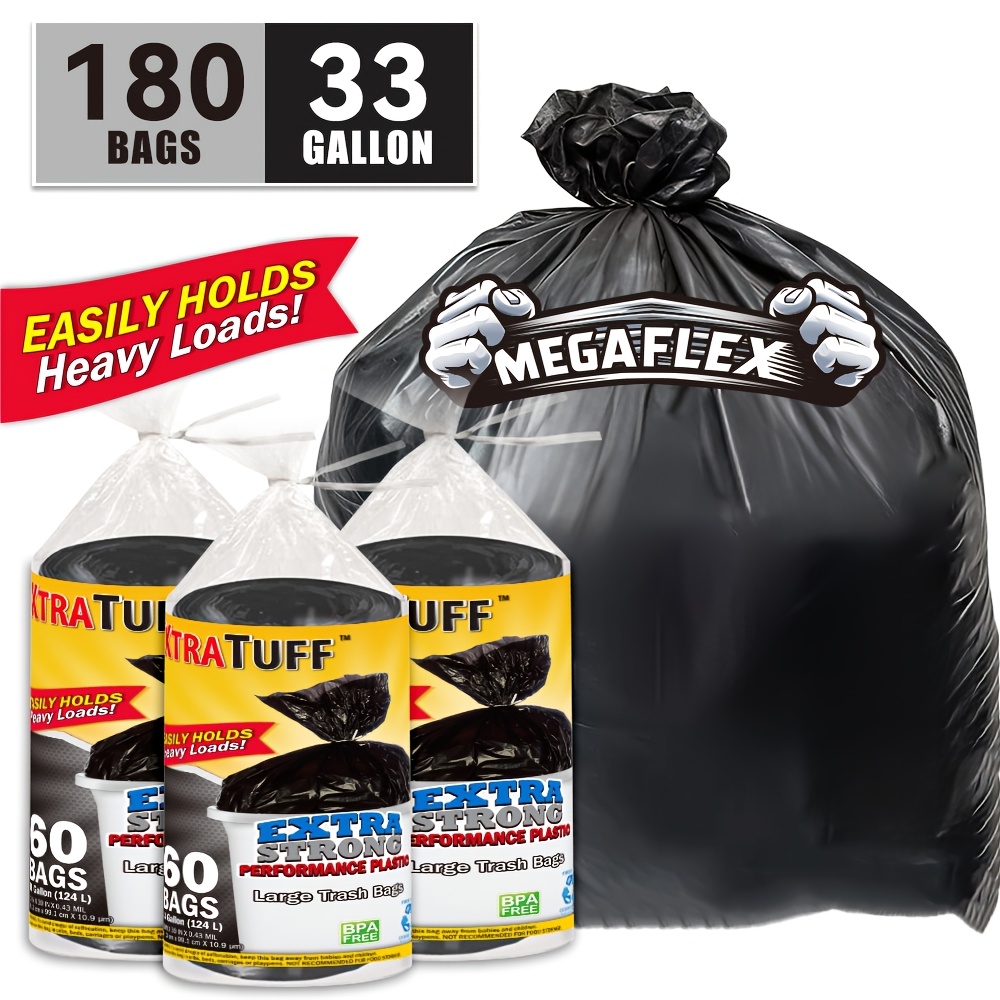 Home Office United Kingdom - 180-Pack 33-Gallon Heavy-Duty Trash Bags –