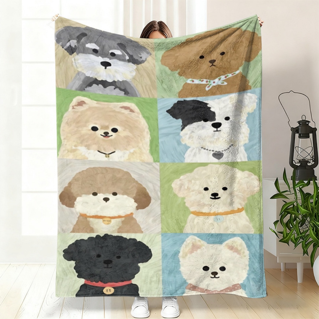 Home Office Cozy - Soft Flannel Blanket Cute Cartoon Dog