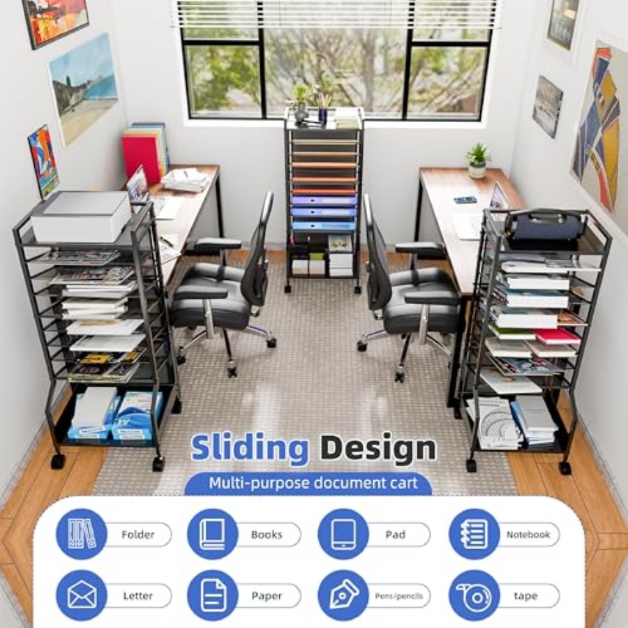 10 Tier Rolling File Cart Desk - đánh giá và giá Rolling File Cart