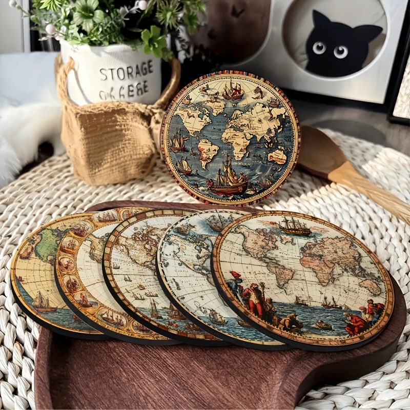 2D Retro World Map Coaster Set - đánh giá và giá Home Office Furniture Sets