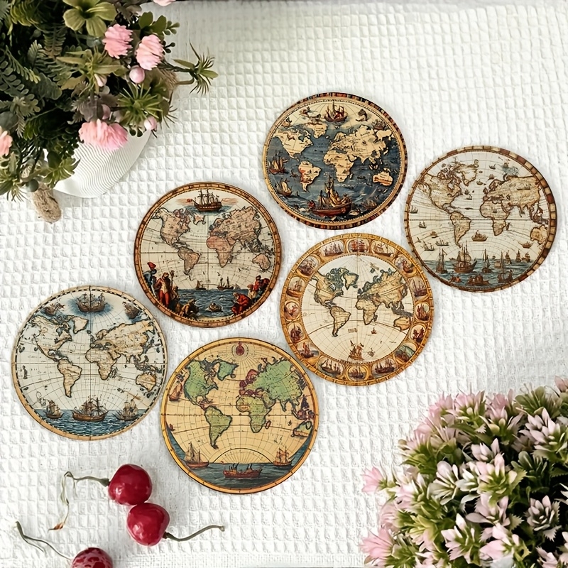 2D Retro World Map Coaster Set - đánh giá và giá Home Office Furniture Sets