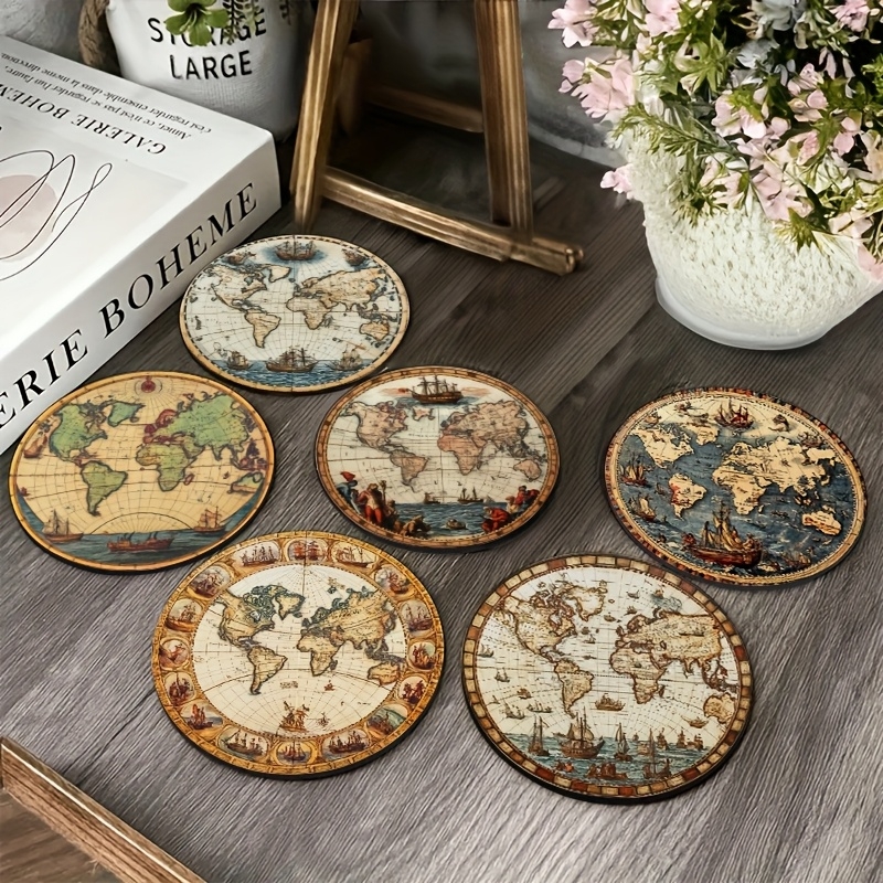 2D Retro World Map Coaster Set - đánh giá và giá Home Office Furniture Sets