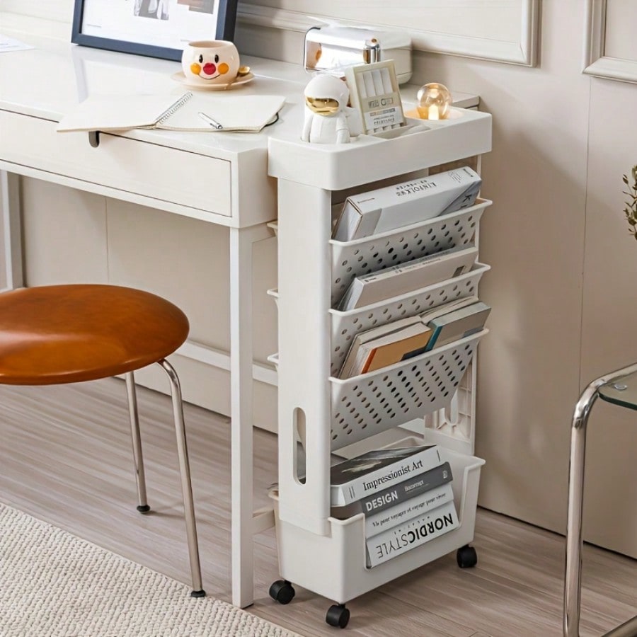 5-Tier Movable Bookshelf, Tabl - đánh giá và giá Rolling File Cart