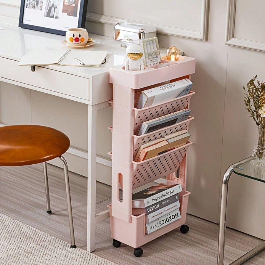 5-Tier Movable Bookshelf, Tabl - đánh giá và giá Rolling File Cart