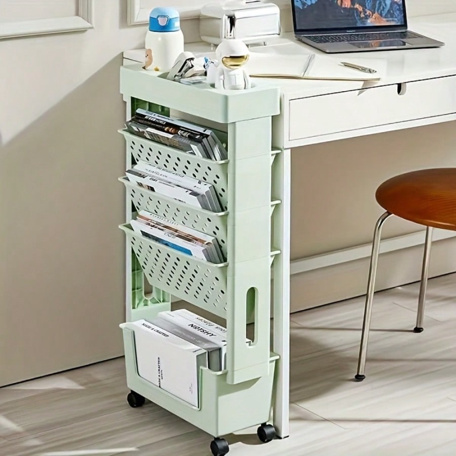 5-Tier Movable Bookshelf, Tabl - đánh giá và giá Rolling File Cart