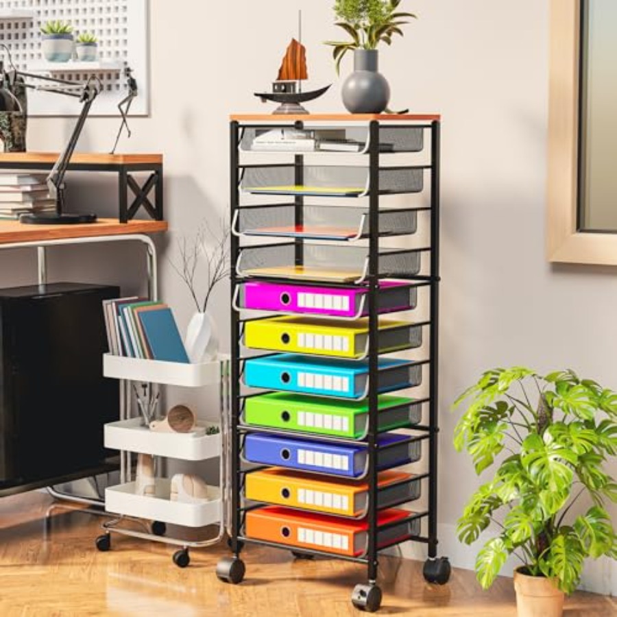12 Tier Rolling File Cart, Woo - đánh giá và giá Rolling File Cart
