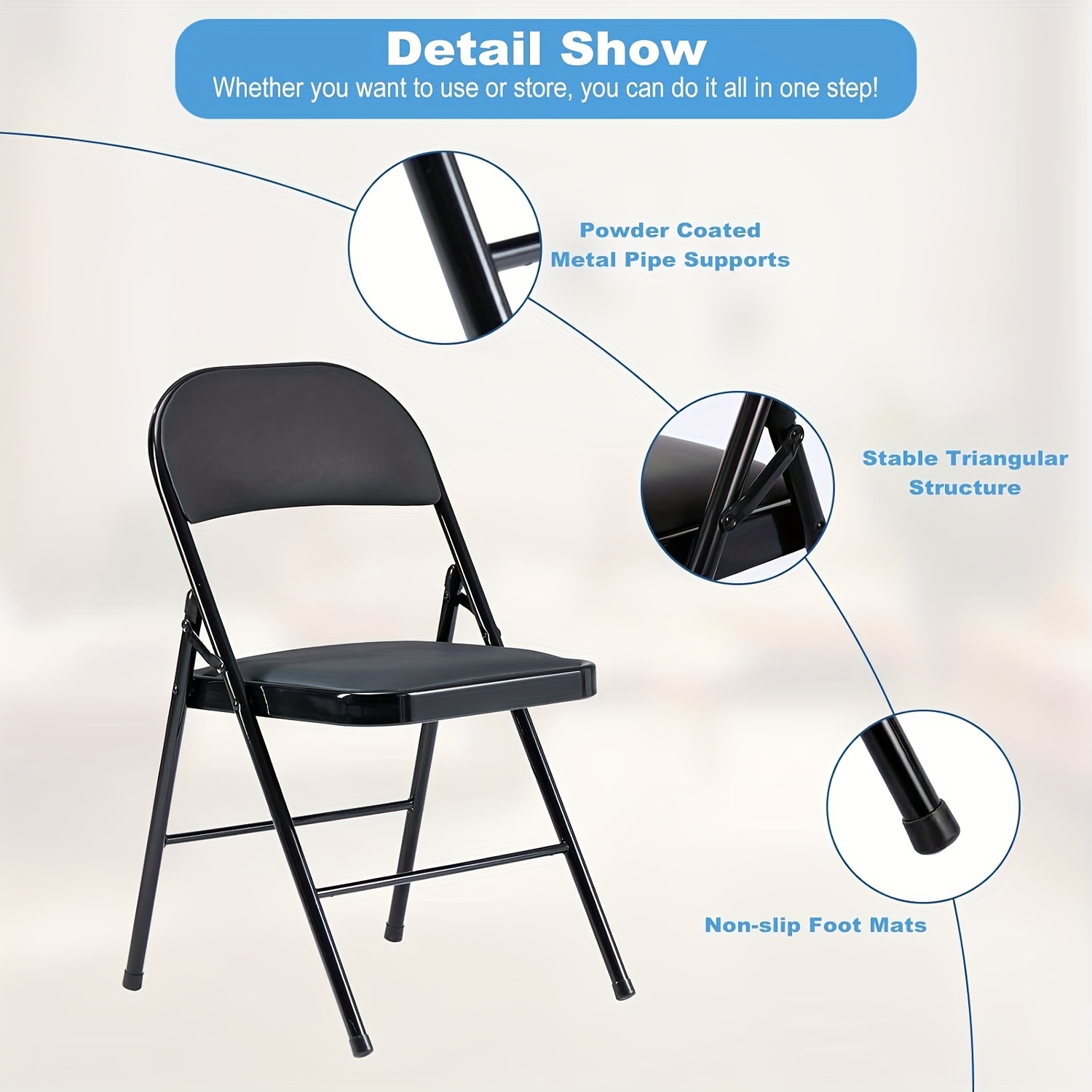 Black Folding Chair Set Of 6,  - đánh giá và giá Home Office United Kingdom
