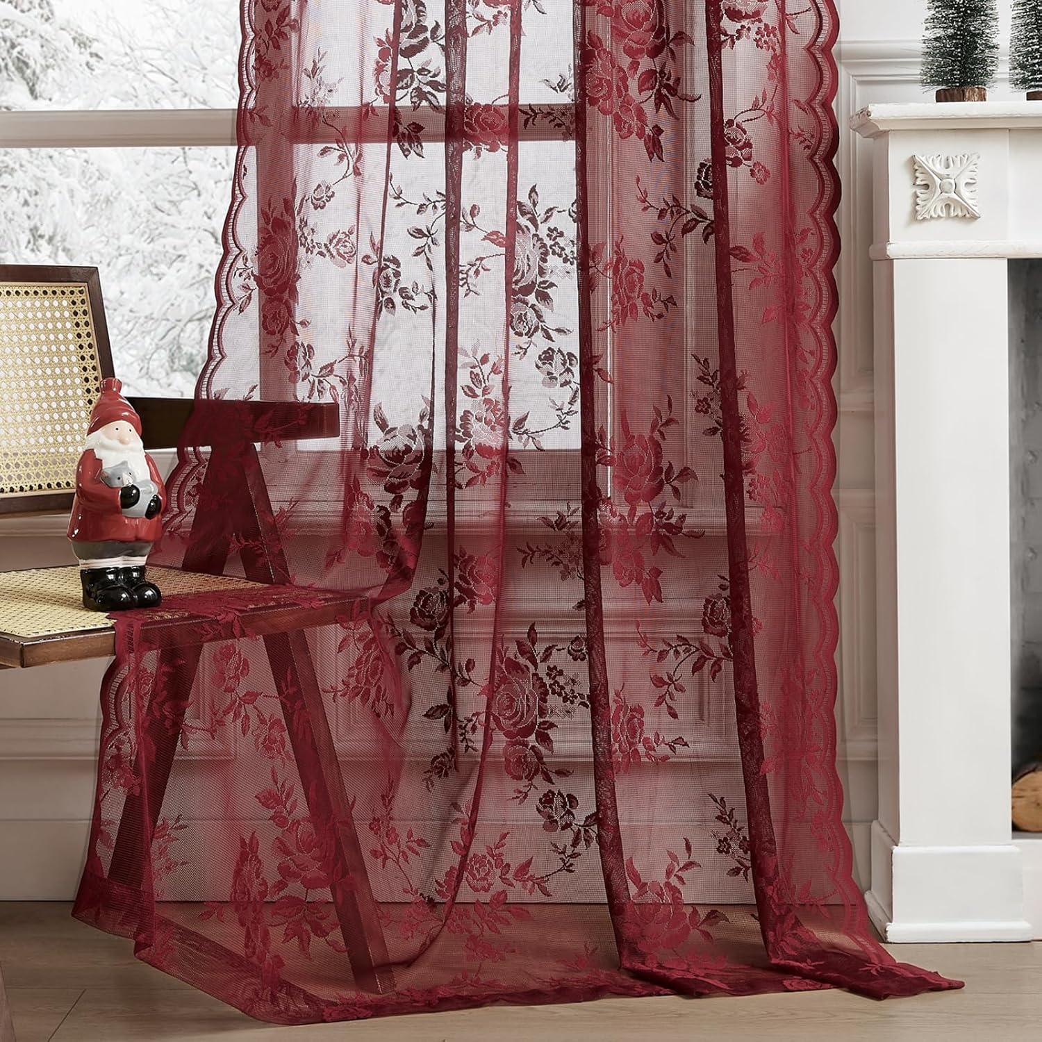 1 pc Burgundy Lace Curtains 45 - đánh giá và giá Home Office Pc