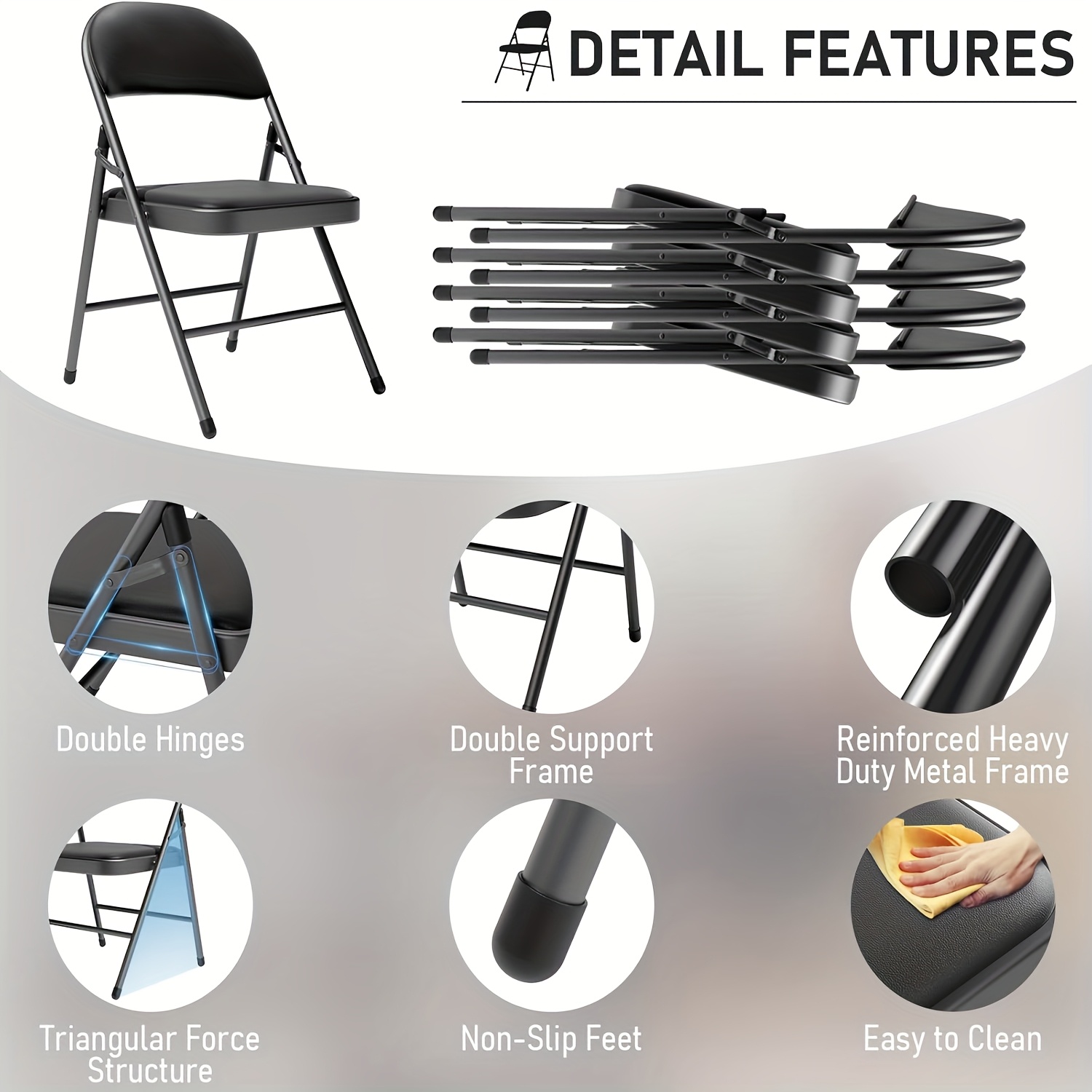 Black Folding Chair Set Of 4,  - đánh giá và giá Home Office United Kingdom